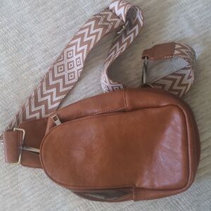 Tan leather crossbody purse